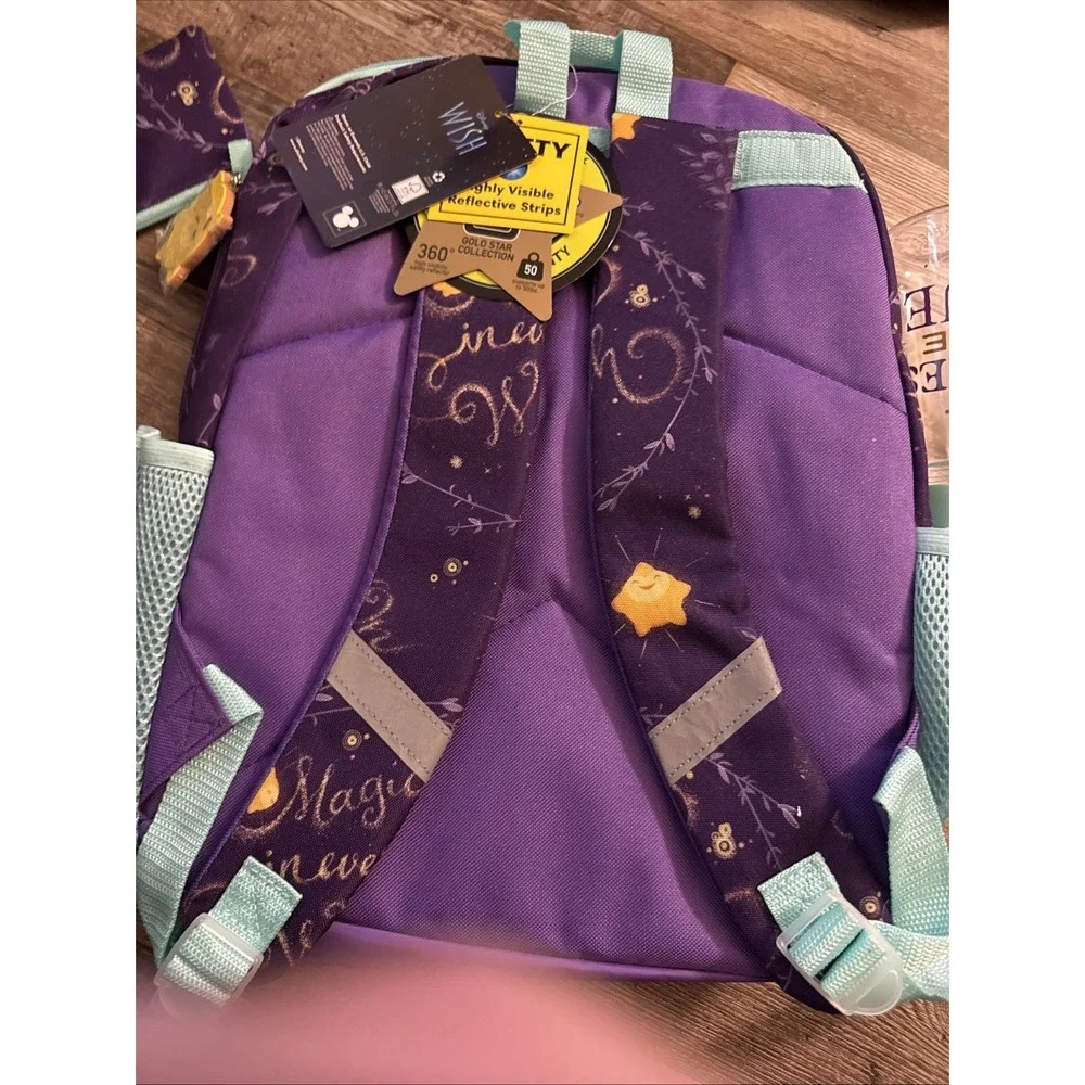Disney Wish Girls' 5-Piece Backpack With Lunchbox Set - purple, one size